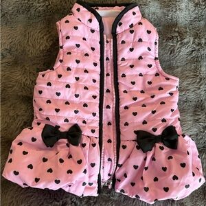 Kids headquarters heart vest pink and black size 12M